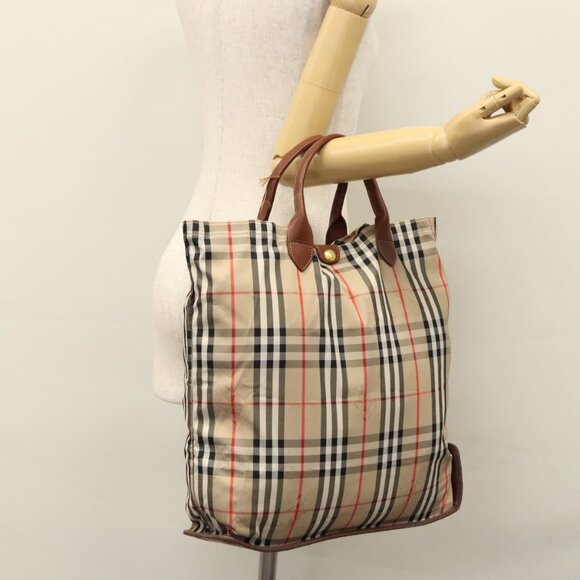 Burberrys Nova Check Hand Bag Canvas Beige Auth - Picture 15 of 16